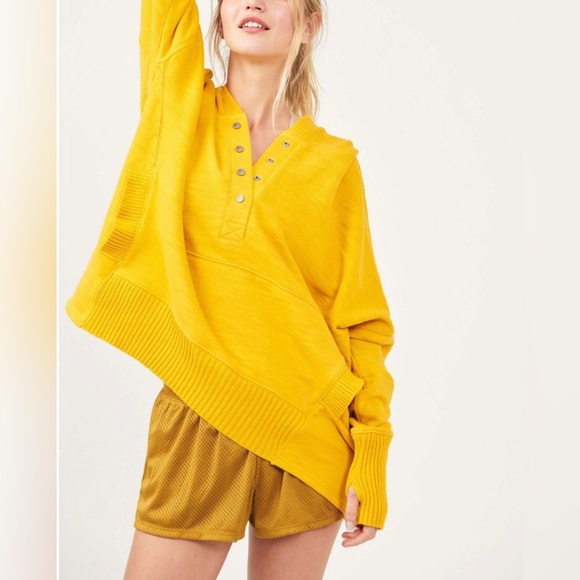 NWT Free People FP Movement Honey Dove Swaying Sunflowers Yellow Pullover Hoodie - Picture 8 of 13